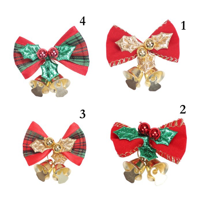 XLD pita bell tartan dekorasi hiasan pohon natal ornamen christmas bow