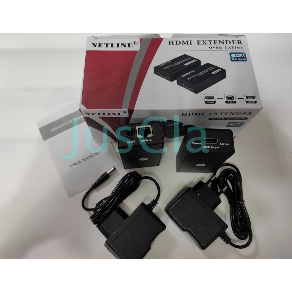 NETLINE HDMI Extender 60Mtr via kabel UTP Cat. 5E atau Cat. 6