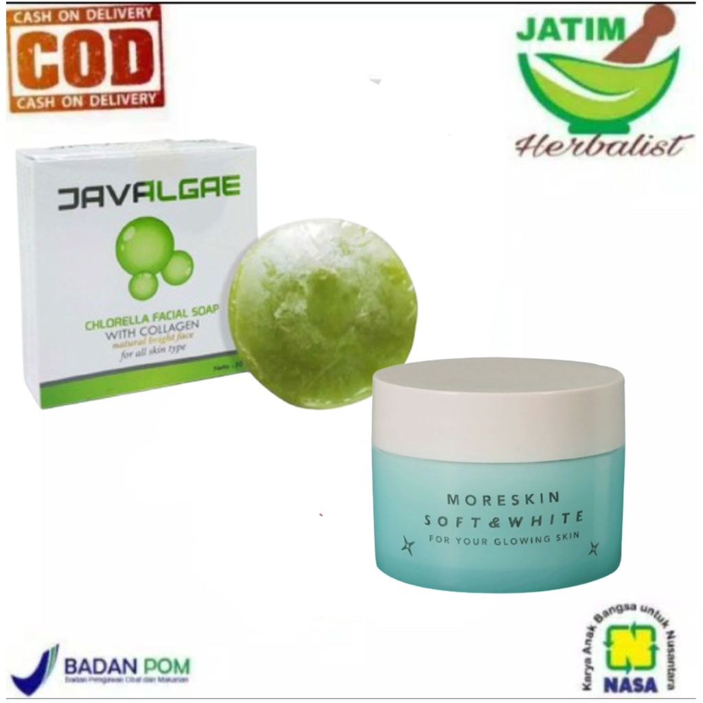 PAKET SKINCARE WAJAH NASA - MENCERAHKAN DAN MENGATASI JERAWAT - MORESKIN SOFT AND WHITE - JAVALGAE S