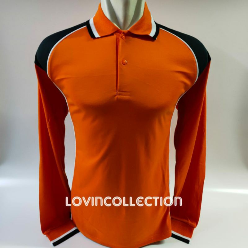 Kaos Kerah Panjang / Kaos Kerah Pria / Kaos Berkerah / Kaos Olahraga / Wangky / Orange