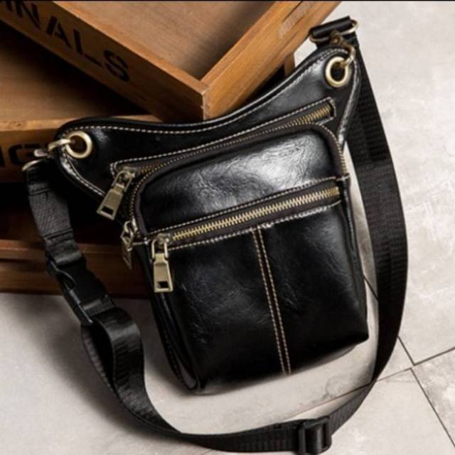 TAS SAMPING SLEMPANG PINGGANG PRIA COWOK KULIT LEATHER TAS SAMPING SLEMPANG PINGGANG PRIA COWOK KULIT LEATHER