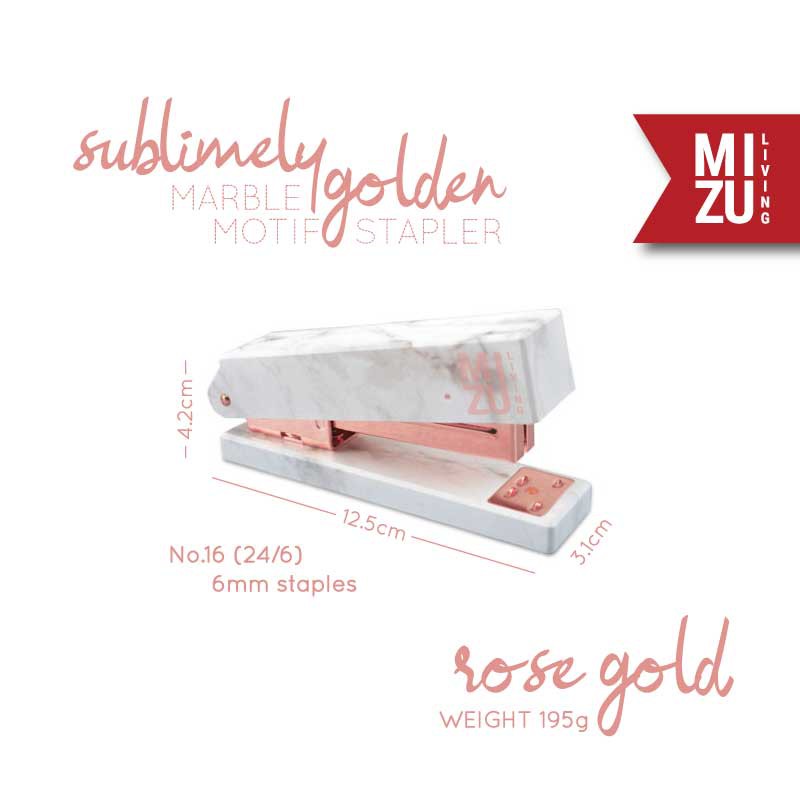 SUBLIMELY GOLDEN MARBLE Motif STAPLER no.16 Stepler Jekrekan Cekrekan Staples Marmer Emas-MARBLE STAP RG