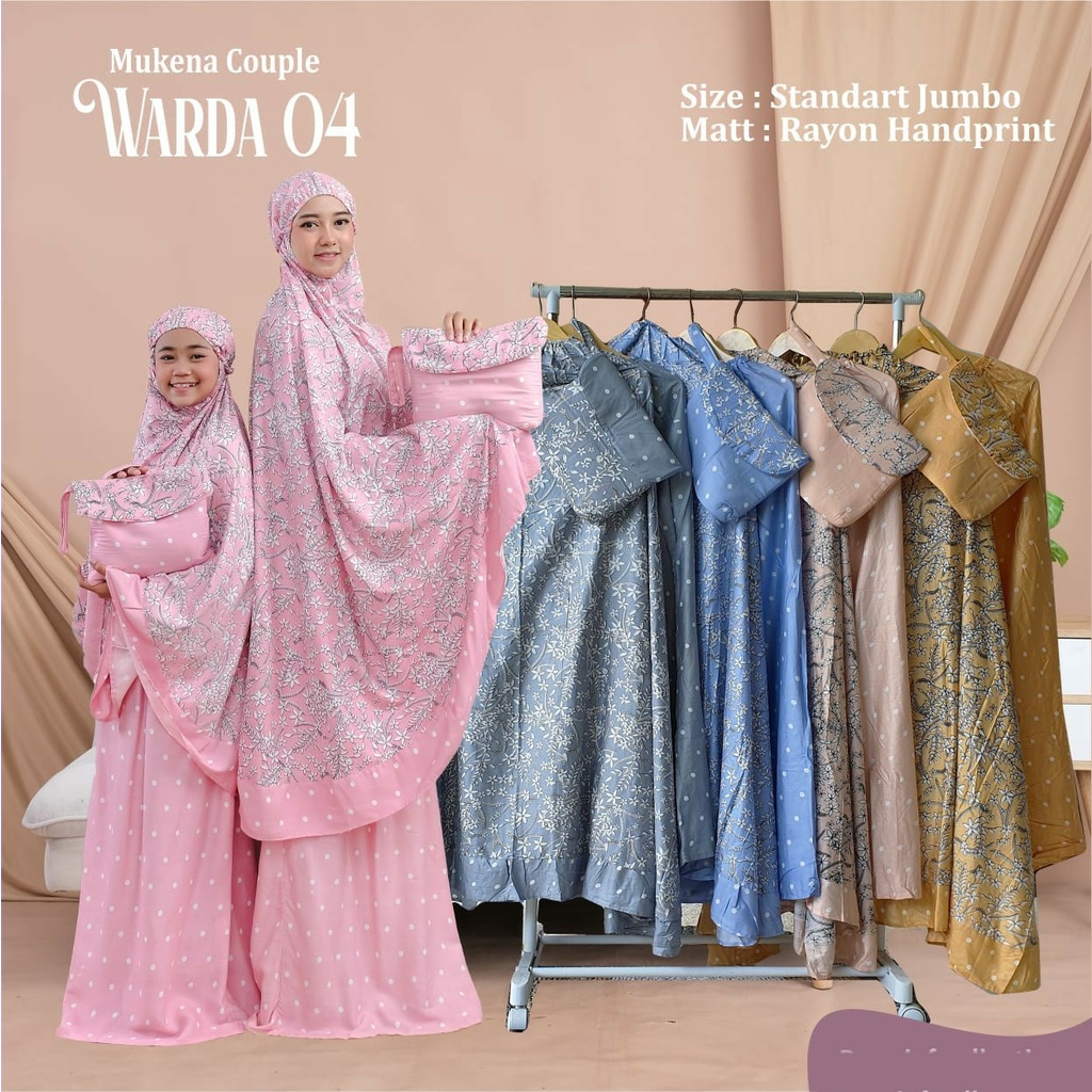 Mukena Putusan Couple Ibu Anak Bisa Satuan Bahan Rayon Premium Tebal Motif Bunga Terbaru Warda Series