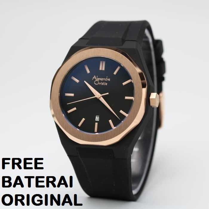 [Free Baterai] JAM TANGAN PRIA ALEXANDRE CHRISTIE AC 8613 RUBBER ORIGINAL GARANSI RESMI 1 TAHUN