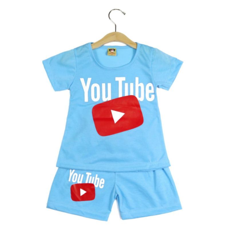 SETELAN SIKUNING PAKAIAN BAJU ANAK PEREMPUAN MOTIF YOUTUBE 2-7 TAHUN