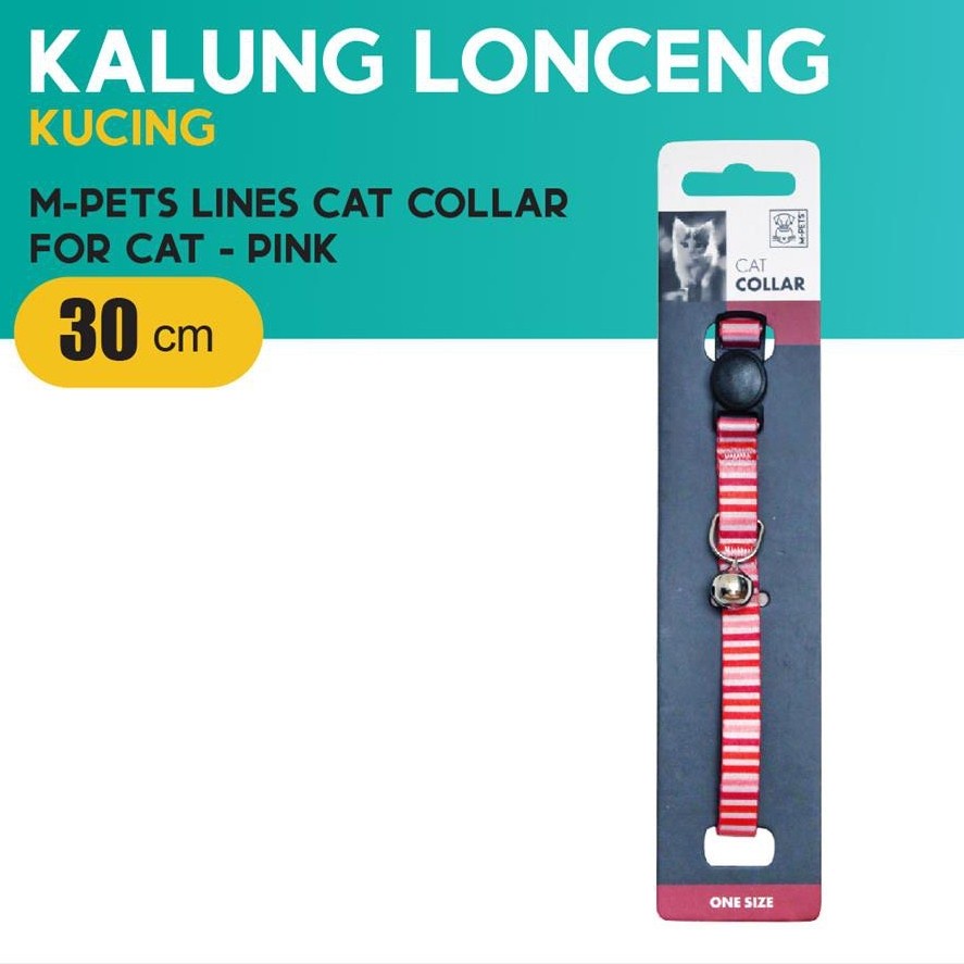 M-Pets Lines Cat Collar Size 30 cm / Kalung Kucing Lonceng