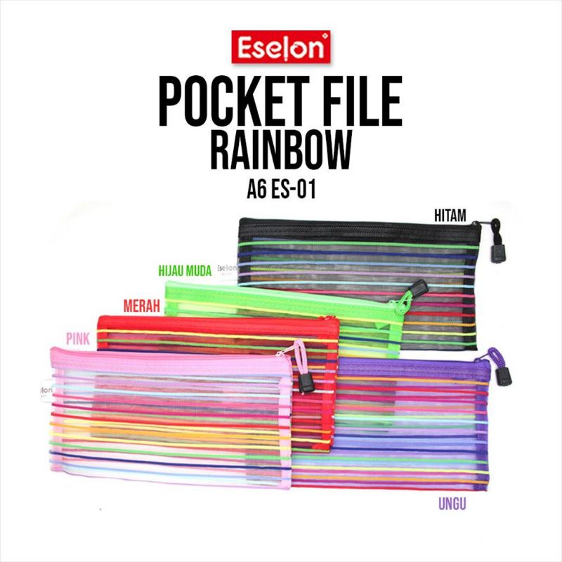 

Pocket File Jaring Pelangi Jahitan Rapi / Pocket File Rainbow 4 Ukuran Eselon