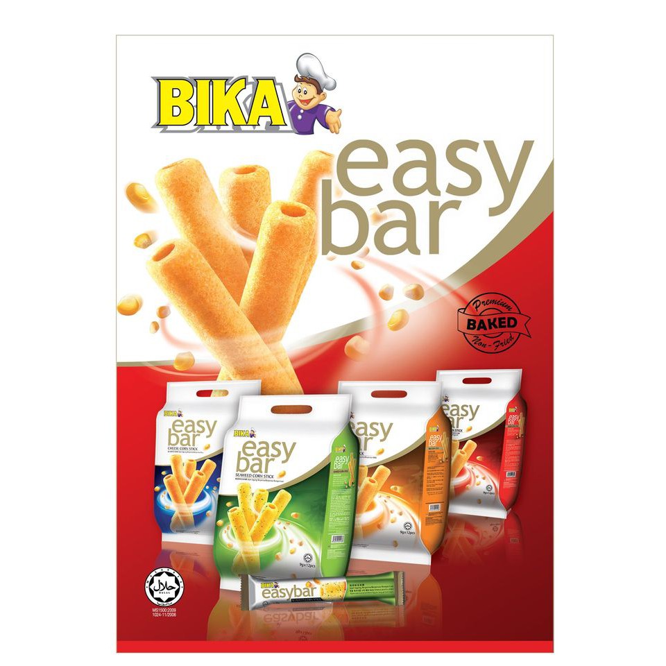 

Bika Easy Bar Corn Stick Snack Jagung Rasa BBQ / Seaweed / Cheese / Chicken