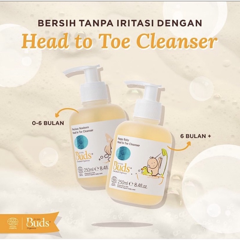 Buds organics cherished precious head to toe cleanser | sabun sampo mandi perawatan kulit bayi dan anak