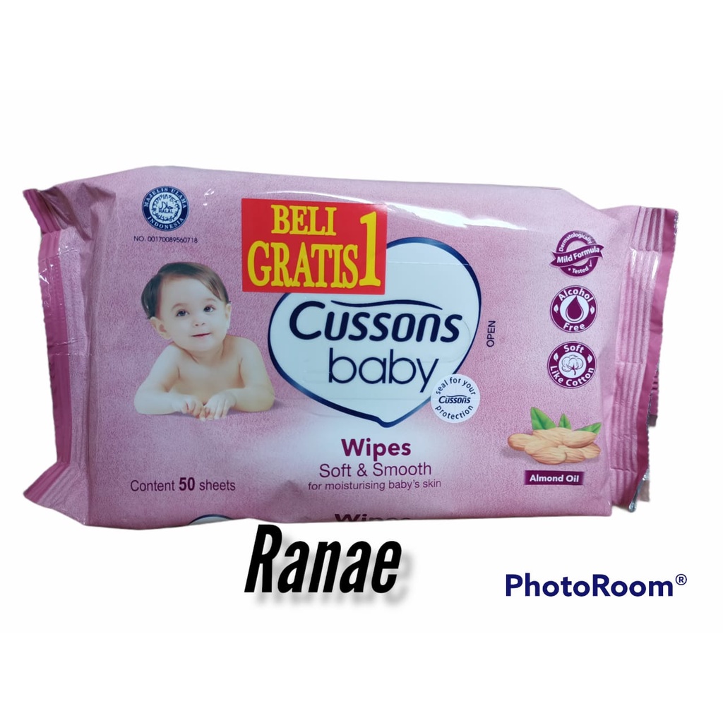 CUSSONS BABY WIPES Tisu Basah Bayi 50 S ( BUY 1 GET 1 FREE )