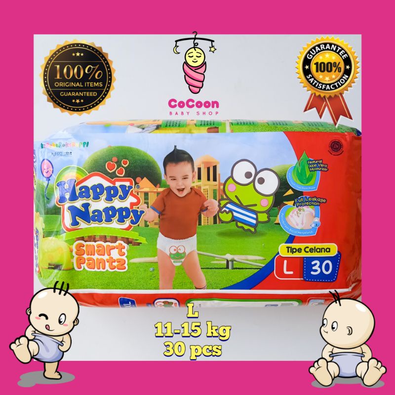 Popok Bayi Tipe Celana Happy Nappy Smart Pants L30 L 30