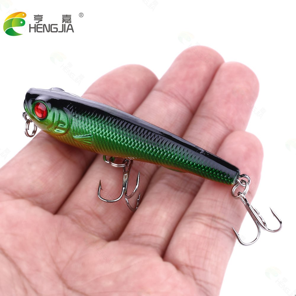 HENGJIA 1 Pieces Pencil Fishing Hard Bait 8# Hook Sea Trolling Wobbler Lure Jerkbait 70mm/6.7g