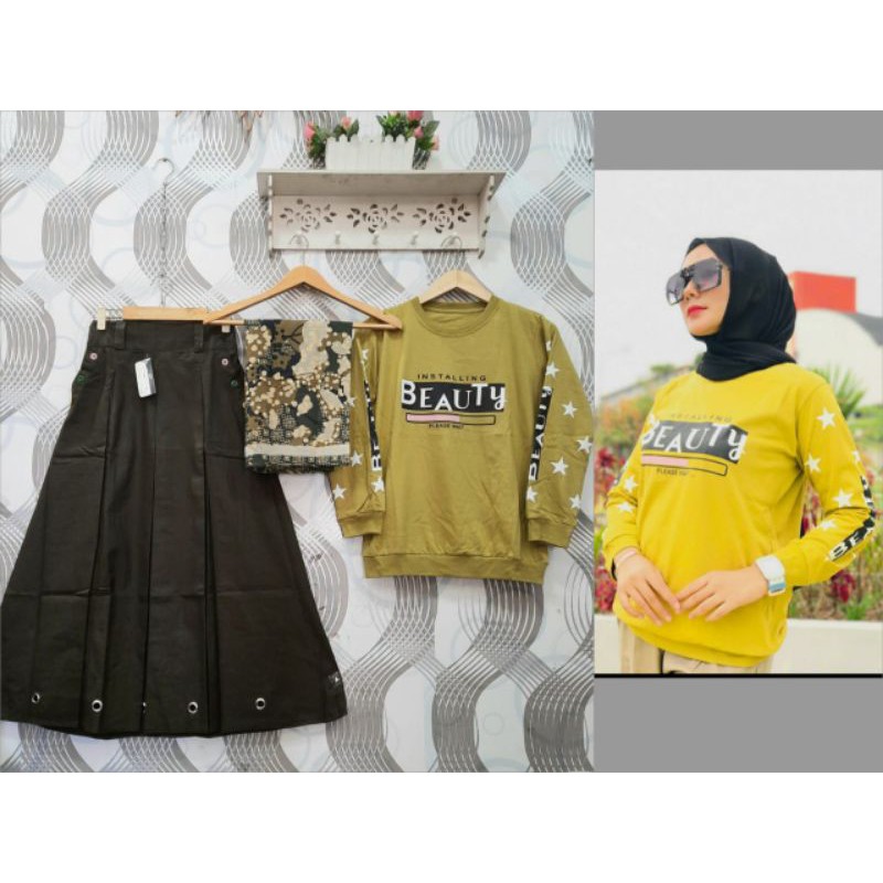 Set Kaos zolaqu Rok Ring Hijab / Set Rok Rink murah / Set Kaos Zolaqu Hijab / Setelan Kaos muraaahhh
