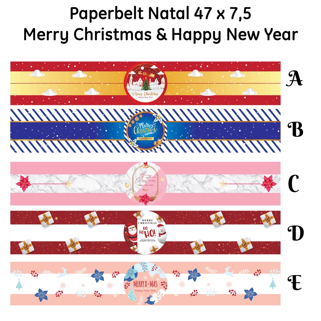 

4 pcs Paperbelt Natal Merry Christmas & Happy New Year 47 x 7,5 cm