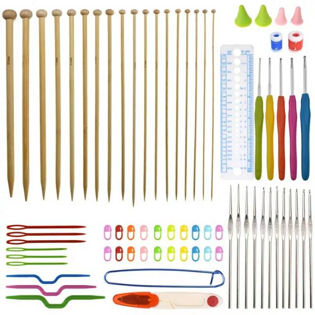 Paket hakpen + knitting neelde lengkap 95pcs/set lengkap sama dompet