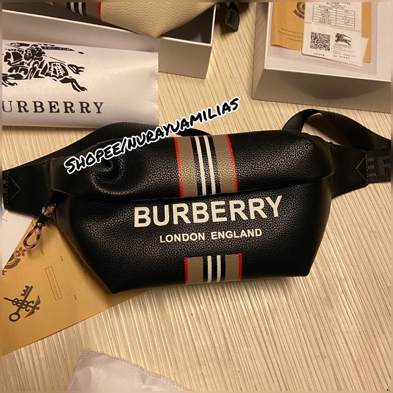 Waistbag Burberry London import premium waist bag pria branded tas selempang wanita import