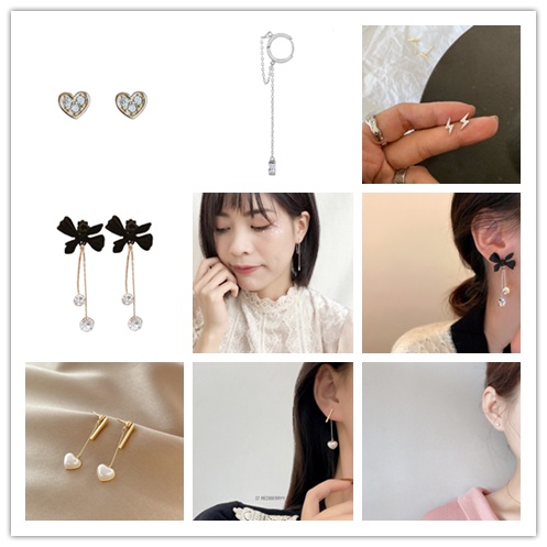 1 Pasang Anting Tusuk Gantung Desain Hatipitamutiara Gaya simple Untuk Wanita