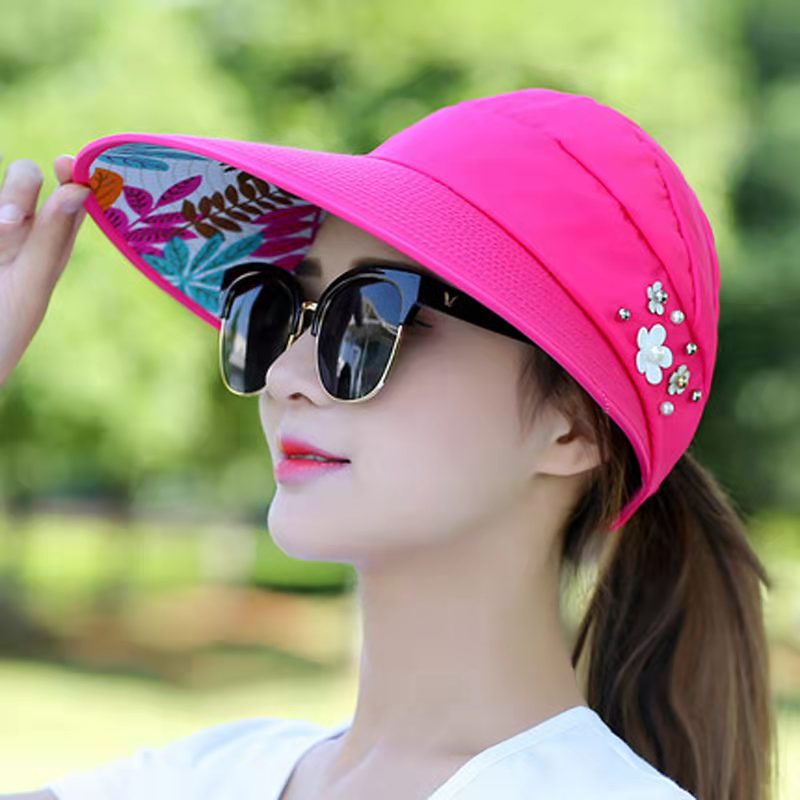 (Hello Girl)MZ08 Topi Pantai Visor Cap Lipat Wanita Casual Import