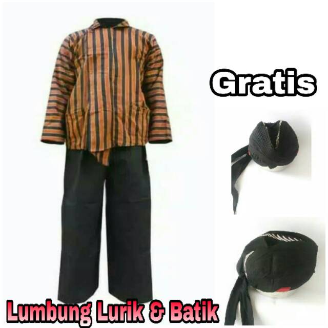 Setelan baju jawa surjan lurik gratis blangkon lipat jogja | sorjan | lurik