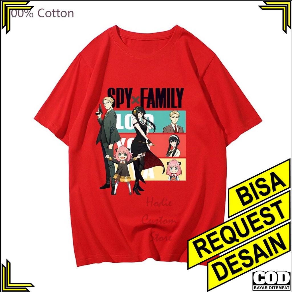 Baju Kaos Tshirt T Shirt Tsirt Koas Kaus Spy X Family Katun Distro Pria Gambar Anime Kartun Remaja D