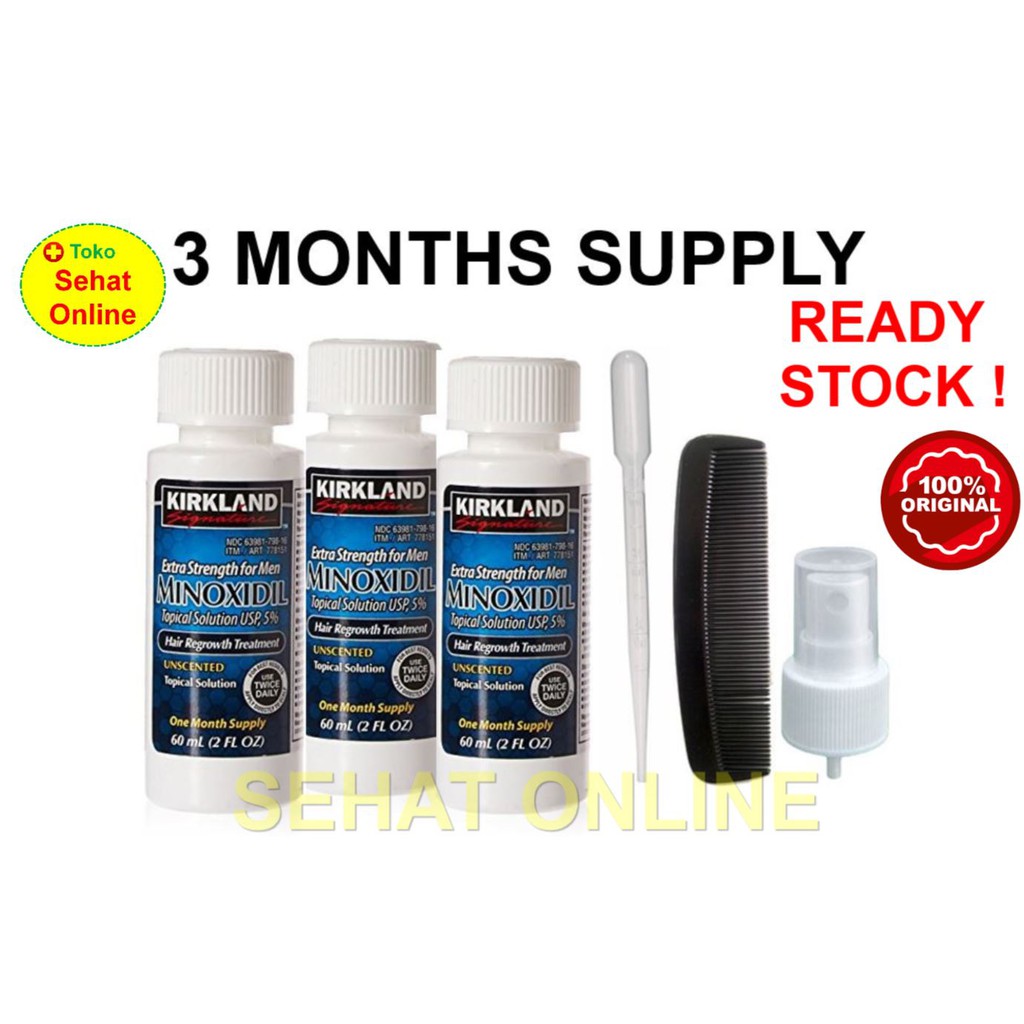 (3 botol) Kirkland Minoxidil 5% Extra Strength 60 ml untuk 3 bulan