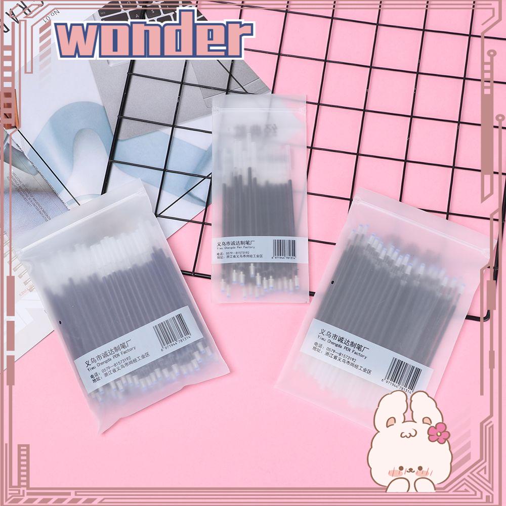 Wonder 20 / 50 / 100 PCs / Lot Isi Ulang Pulpen Gel 0.5mm Tinta Hitam Bahan Plastik