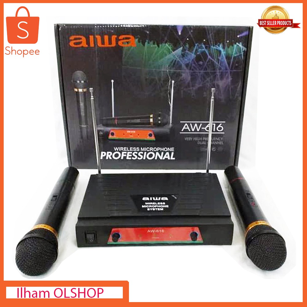 Microphone Wireless Aiwa AW-616 Mic Karaoke Tanpa Kabel