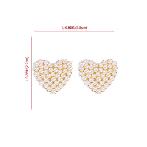 LRC Anting Tusuk Fashion Golden Pearl Love,Round,Square Alloy