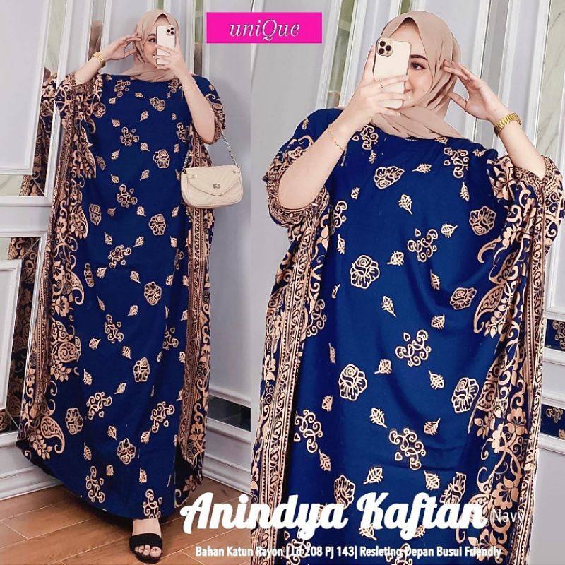 KAFTAN RIYANA JUMBO RESLETING DEPAN GAMIS RAYON PREMIUM LONGDRESS BATIK DAILY TERMURAH