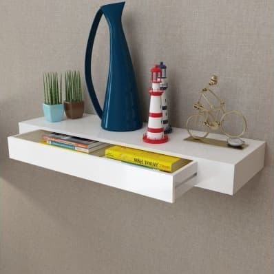Rak Dinding Ambalan Laci Melayang Wall Floating Shelf Single Drawer
