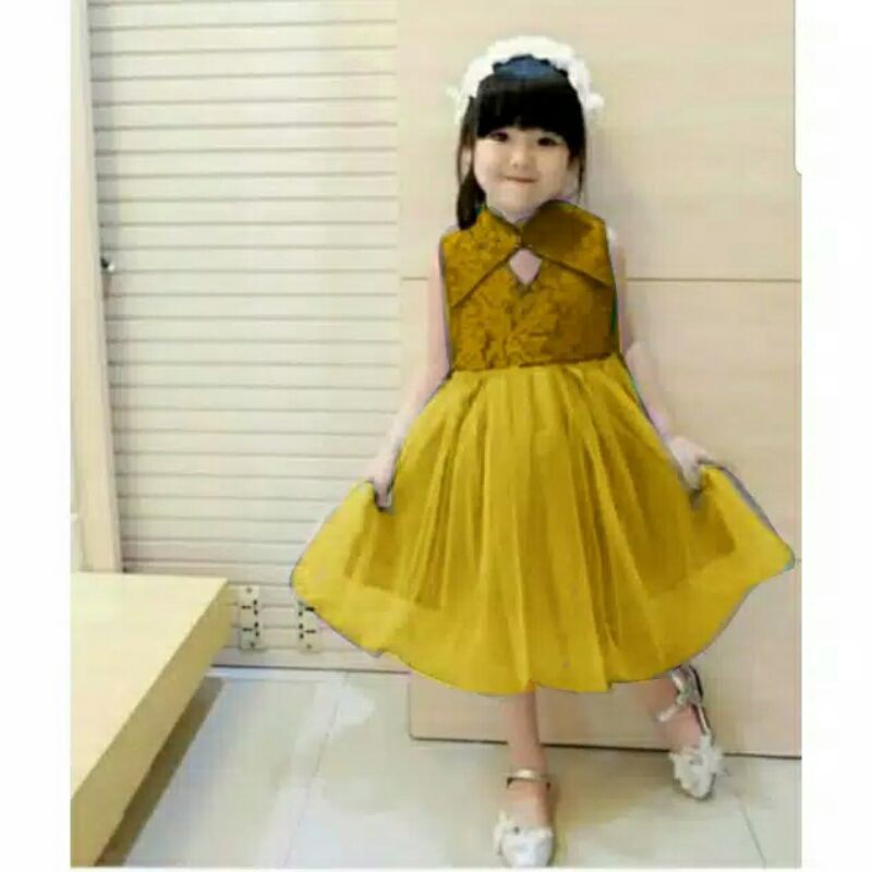 DRESS ANAK 3-4 TAHUN SUNNY KIDS BAHAN BROKAT ADEK TEBAL MEWAH