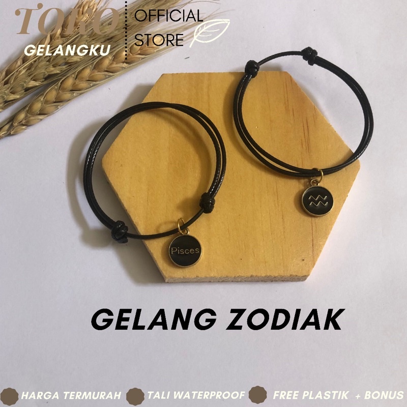 Gelang Zodiak / Gelang Bulan Lahir zodiac / tali waterproof 1.5 mm / Gelang simpel adjustable hits kekinian / cocok untuk couple bareng doi-sahabat / gelang premium murah dan anti air