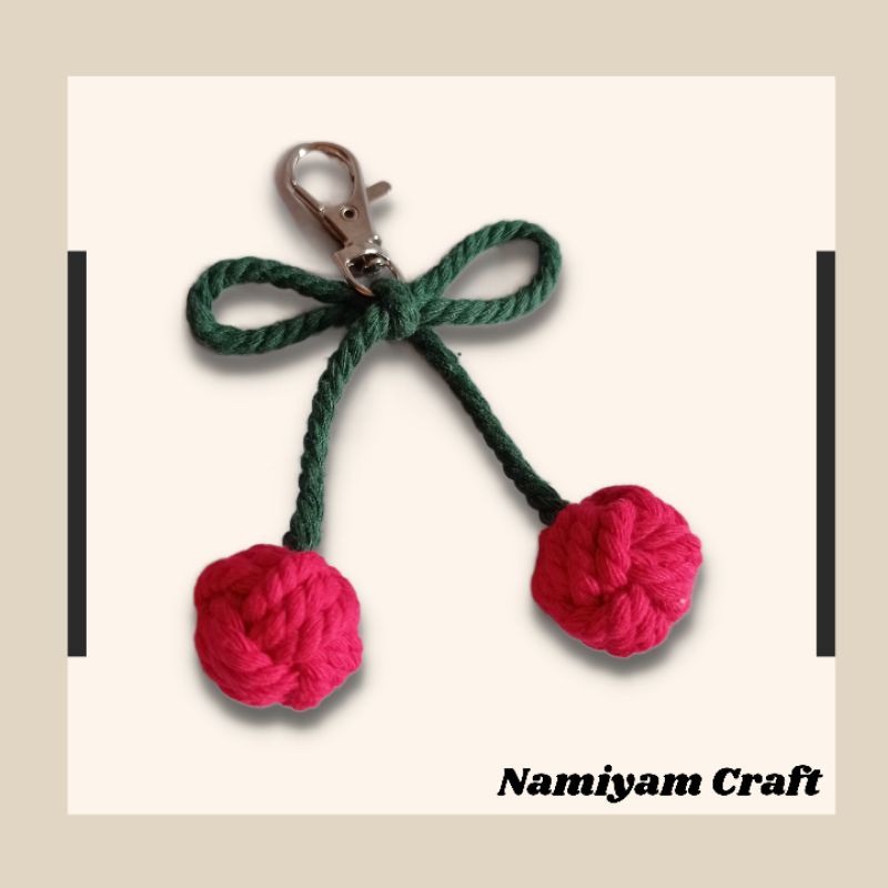 Gantungan kunci cherry | Keychain macrame | Souvenir gantungan kunci | Bagcharm Chery