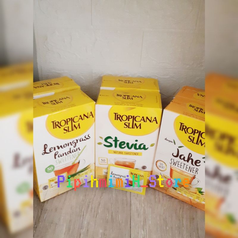 

Swetener TROPICANASLIM Stevia/Jahe/Leongrasspandan 50Sachet
