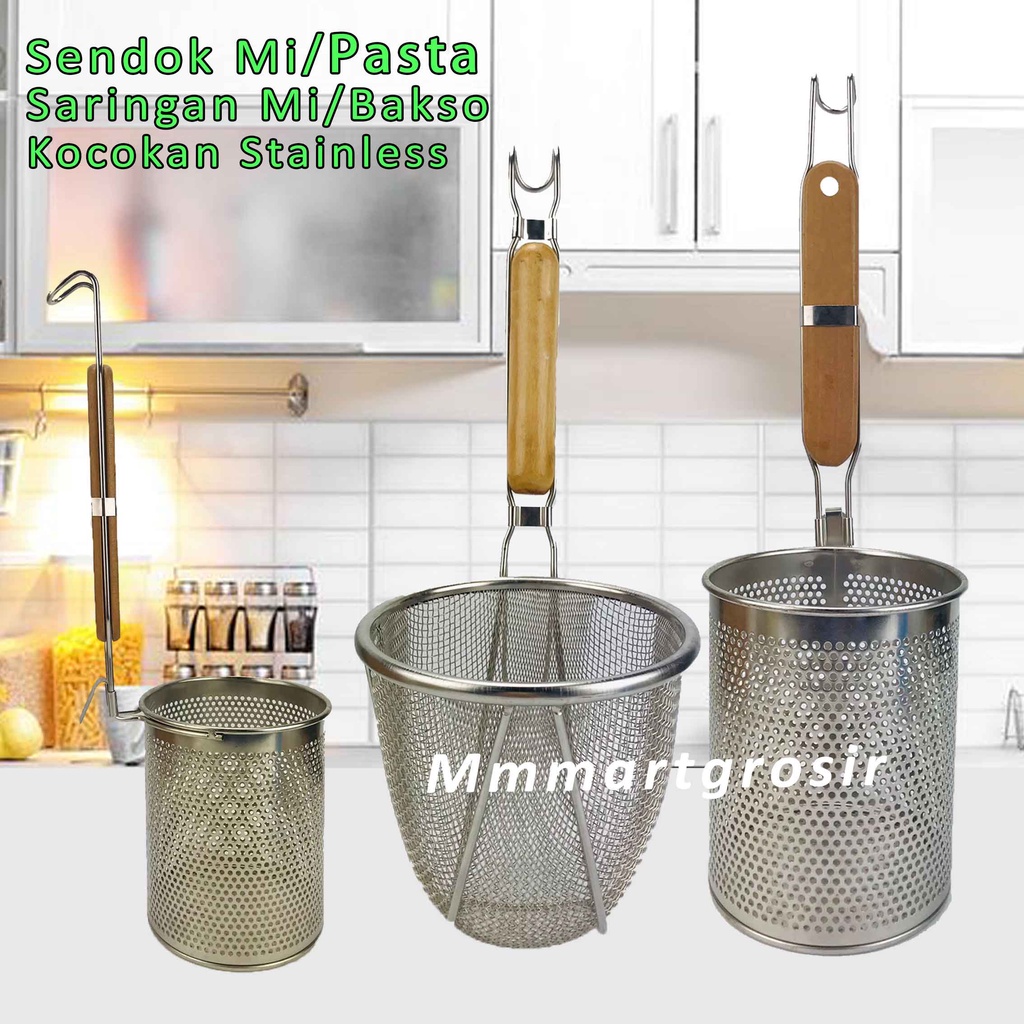 Saringan Mie Stainless / Saringan Mie &amp; Bakso / Kocokan Mi Pasta / Saringan Serbaguna