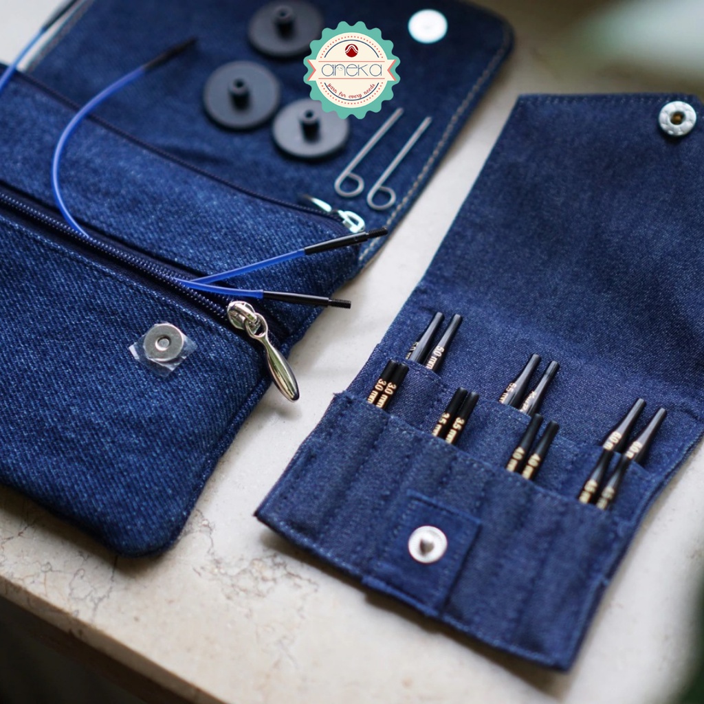 KnitPro - Denim / Indigo Wood Interchangeable Needle Set Ultra Short &amp; Normal