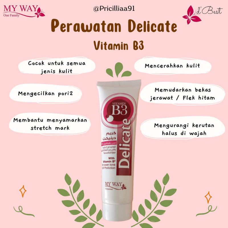 MY WAY Delicate B3 cream penghilang strectmart dan flek hitam BPOM, aman halal bumil busui 100% original