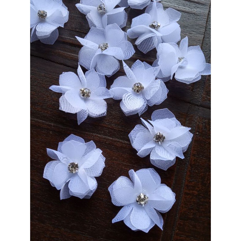 Aplikasi Bunga (Bunga solder) organza Tumpuk  Lancip