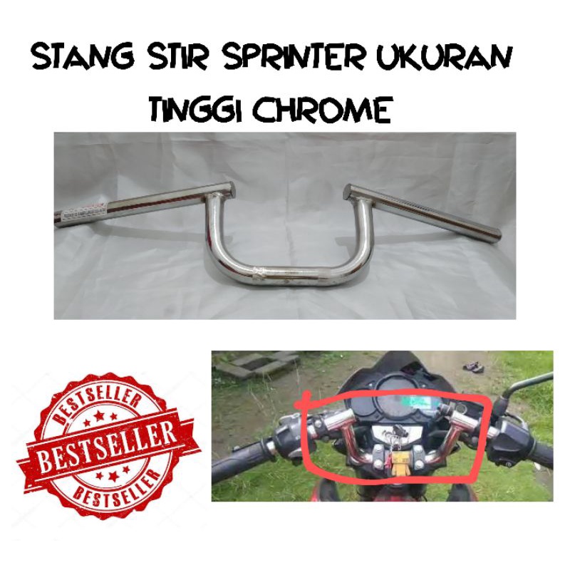 STANG STIR SPRINTER UKURAN TINGGI WARNA CHROME DAN HITAM HARGA MURAH BERKUALITAS BAHAN BESI TEBAL