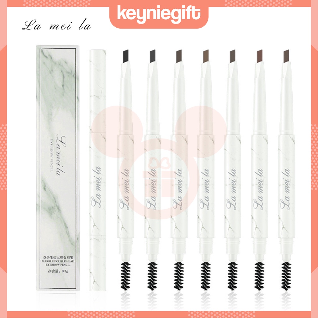 Lameila Marble Double Head Eyebrow Pencil Penebal Alis Mata Cantik 7 Warna LA006