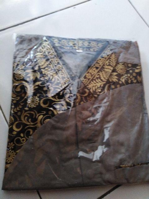 Seno Jarum Kemeja Batik Pria Baju Batik Pria Lengan Pendek Model Reguler Coklat Kopi M L Xl