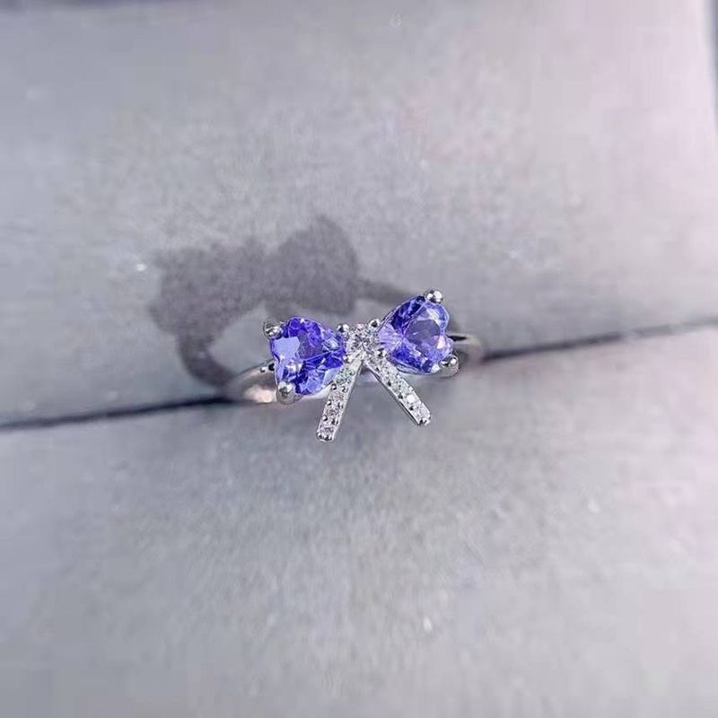 Cincin 925 Silvery Zircon AAA Ungu Gaya Korea Untuk Wanita