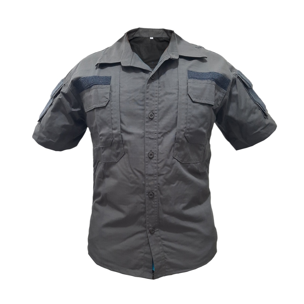 Kemeja Tactical/Helicon Dark Grey/Abu Tua Lengan Pendek Ripstop Katun