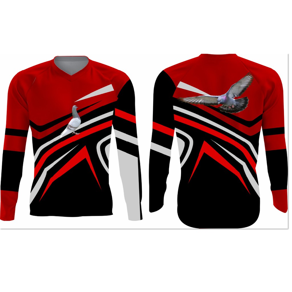 JERSEY KAOS TSHIRT BURUNG MERPATI ABSTRAK MERAH GRATIS NICKNAME