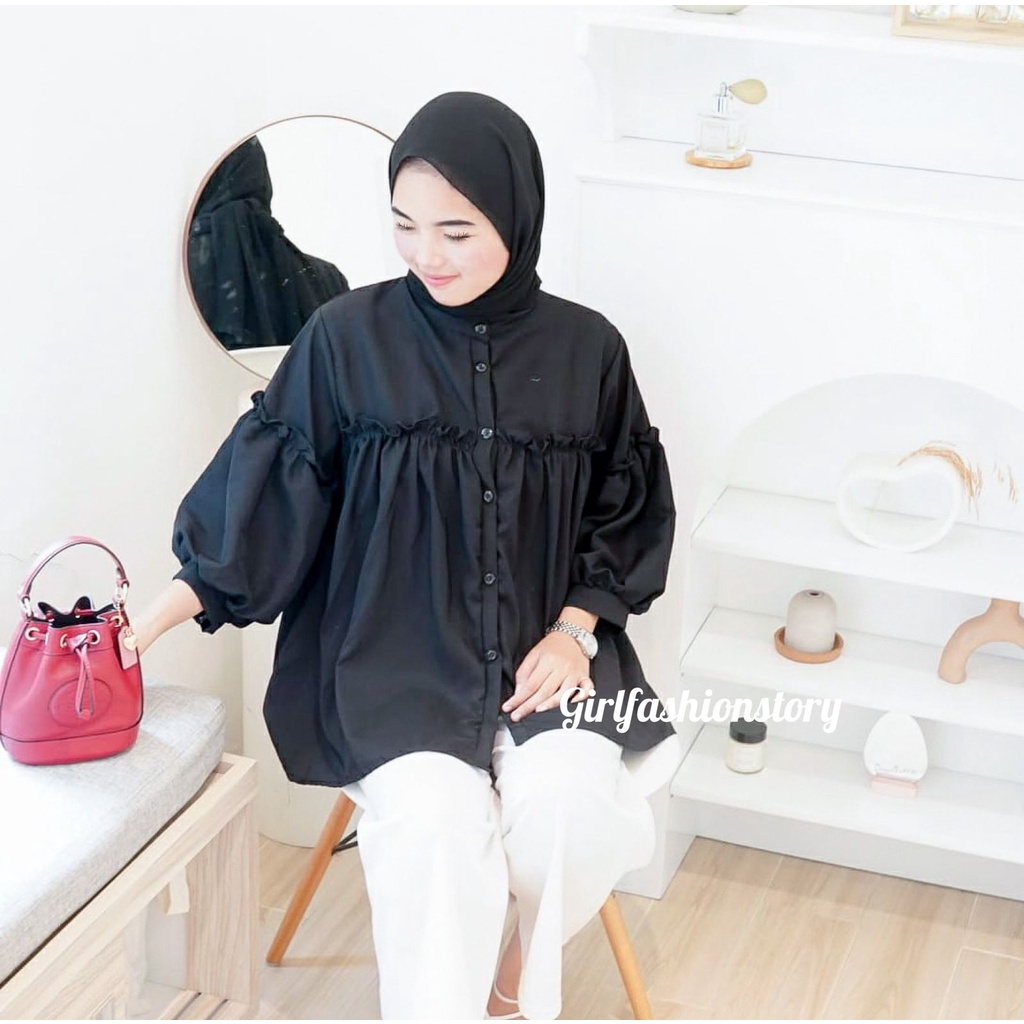 BEFAST - ZFS OOTD Wanita Blouse ARUMI / CINDY OVERSIZE XXL BLOUSE / Blouse Kasual Cewe Muslimah / Atasan Lengan Panjang / Blouse Polos Formal / Blouse Ala Style Korean / Fashion Wanita Remaja Terbaru / Termurah / Blouse Modis