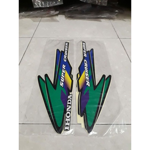 STRIPING STIKER LIS BODY MOTOR HONDA TIGER TILAS 1997 HITAM HIJAU