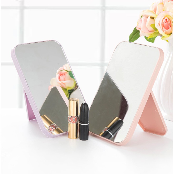 Cermin Nordik Tipis Kaca Rias MakeUp Kreatif Cermin Lipat Persegi Portable beauty Mirror