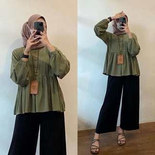 Raisa Blouse Crinkle Rayon Premium Rania Top Blouse Wanita Atasan Crinkle Kemeja Remaja Dewasa