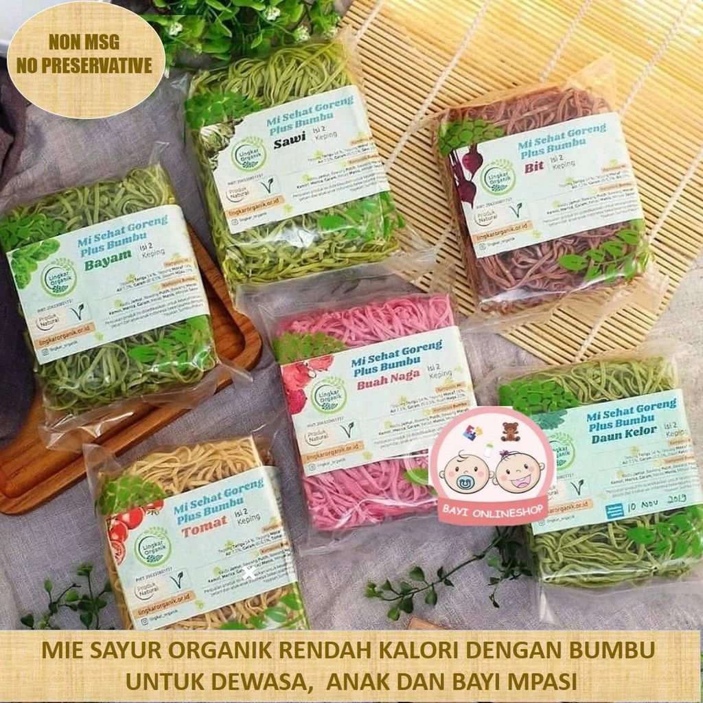 Mie Goreng Sayur Buah Sehat  -Lingkar Organik - Diet -MPASI buah naga/tomat/bit/bayam/wortel/sawi