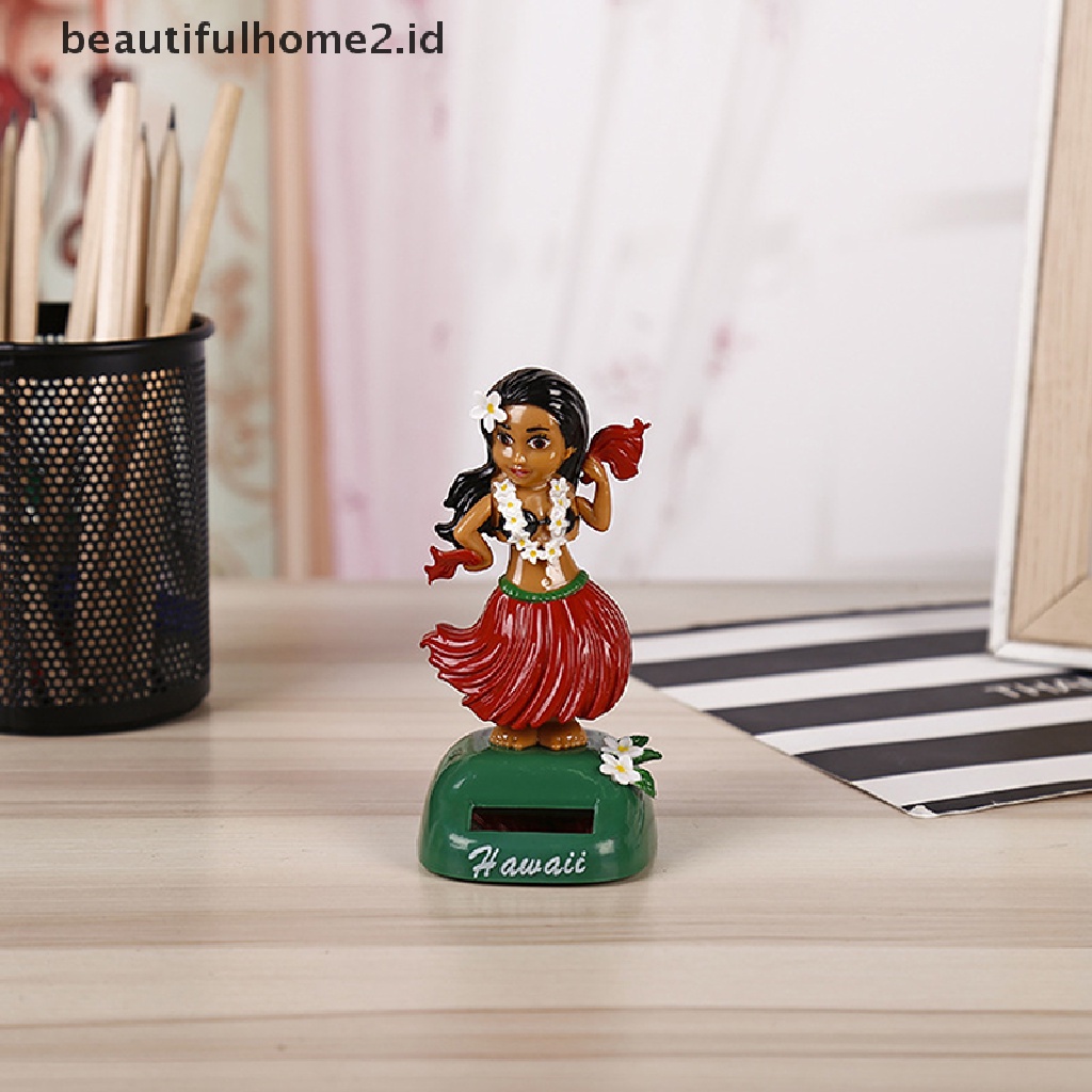 [beautifulhome2.id] Car Decor Dancing Doll Solar Power Toy Hawaiian Hula Girl Shaking Head Ornament ID